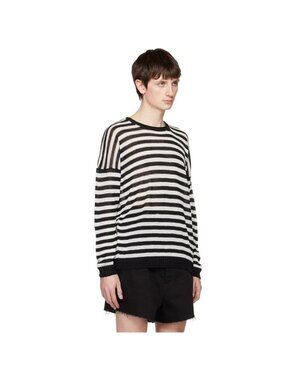 NWT SSENSE Isabel Benenato Monochrome Striped flax Crewneck Sweater XL